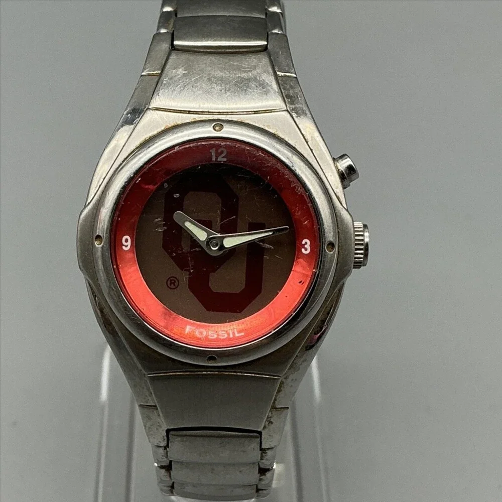 Fossil Kaleido Womens Watch 28mm Oklahoma University Stainless New Battery 6.5